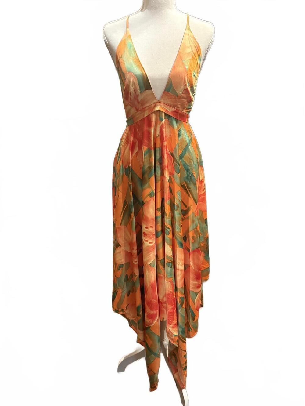 Y2K asymmetrical floral dress size small - Picture 3 of 8
